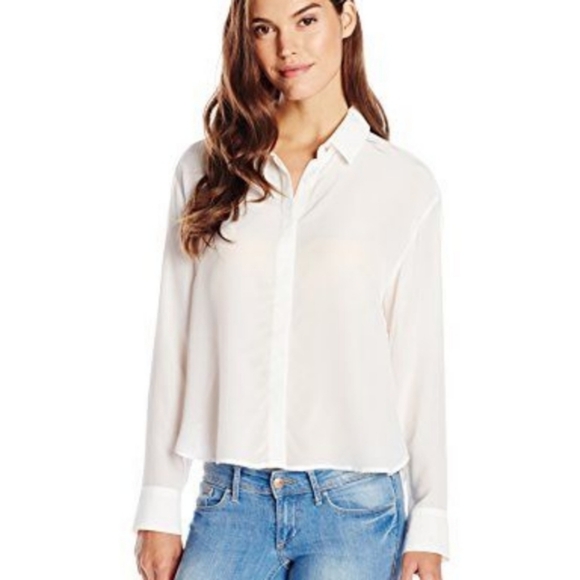 French Connection Asymmetric Silk Cream Blouse - Picture 3 of 9